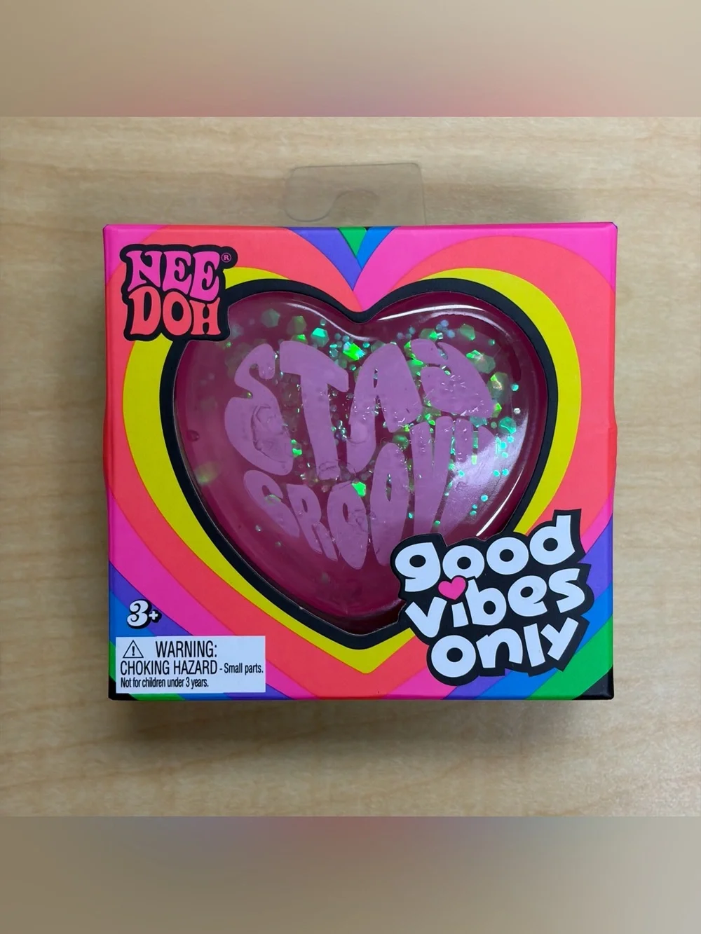 Nee Doh Good Vibes Only Pink Glitter Heart 
